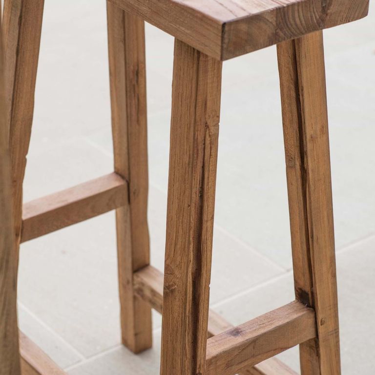 St Mawes Outdoor Bar Stool Reclaimed Teak Wood
