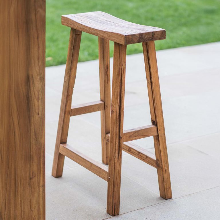 St Mawes Outdoor Bar Stool Reclaimed Teak Wood