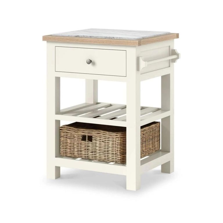Modern Small Kitchen Island - 1 Drawer - White Painted