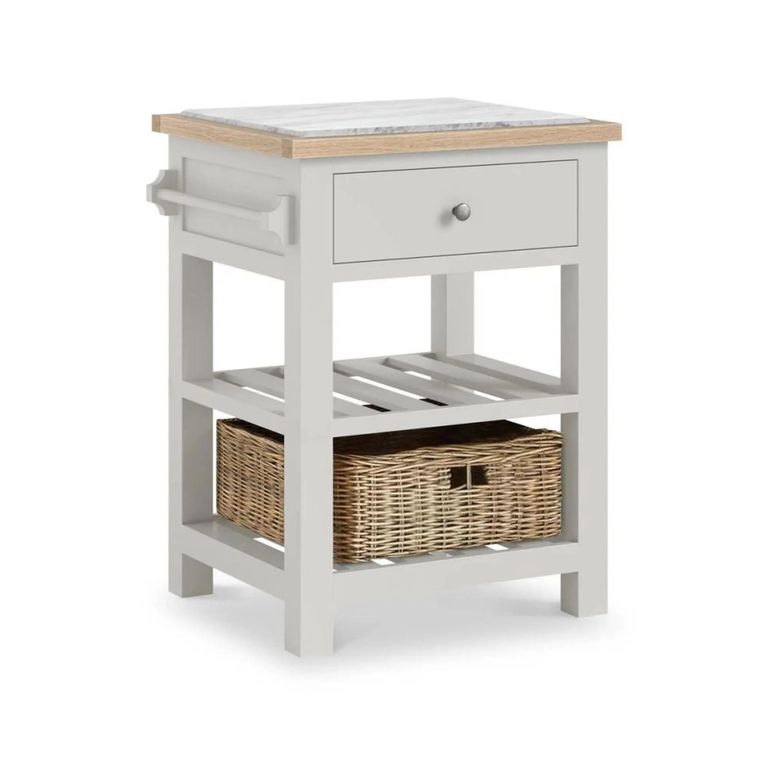 Modern Small Kitchen Island - 1 Drawer - Grey Painted