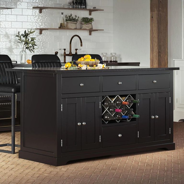Black Kitchen Island - Granite Top