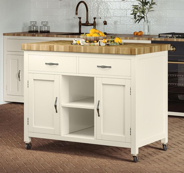 Cream Kitchen Island - Butchers Block