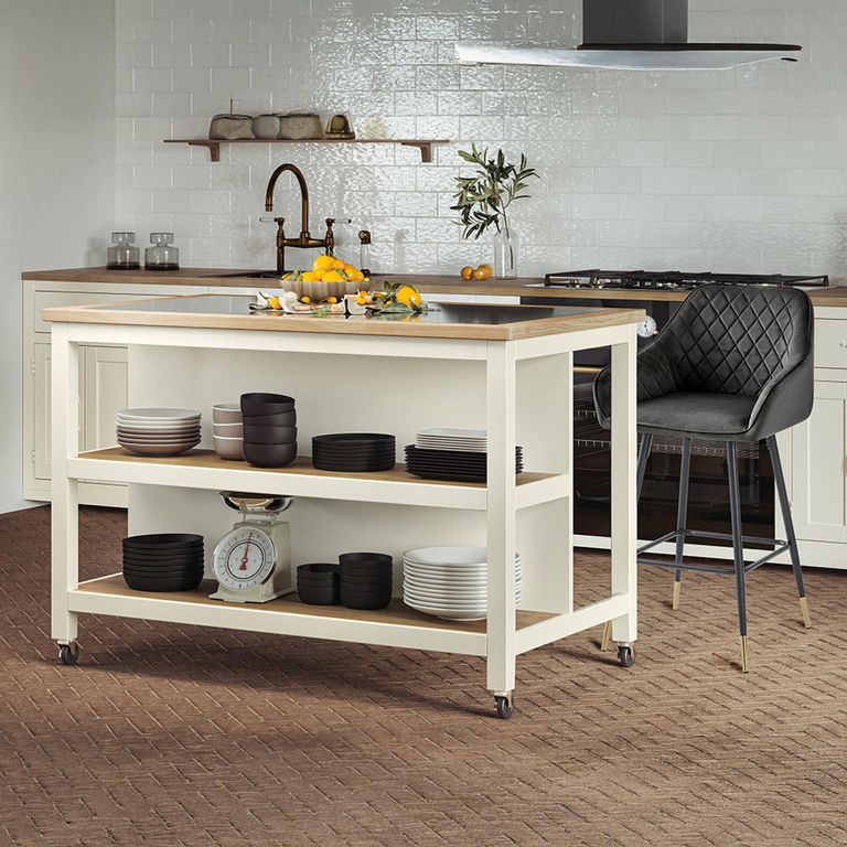 Cream Open Kitchen Island - Breakfast Bar