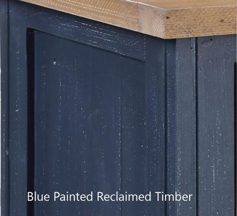 Splash Blue Kitchen Island - Reclaimed Wood - 2 Door