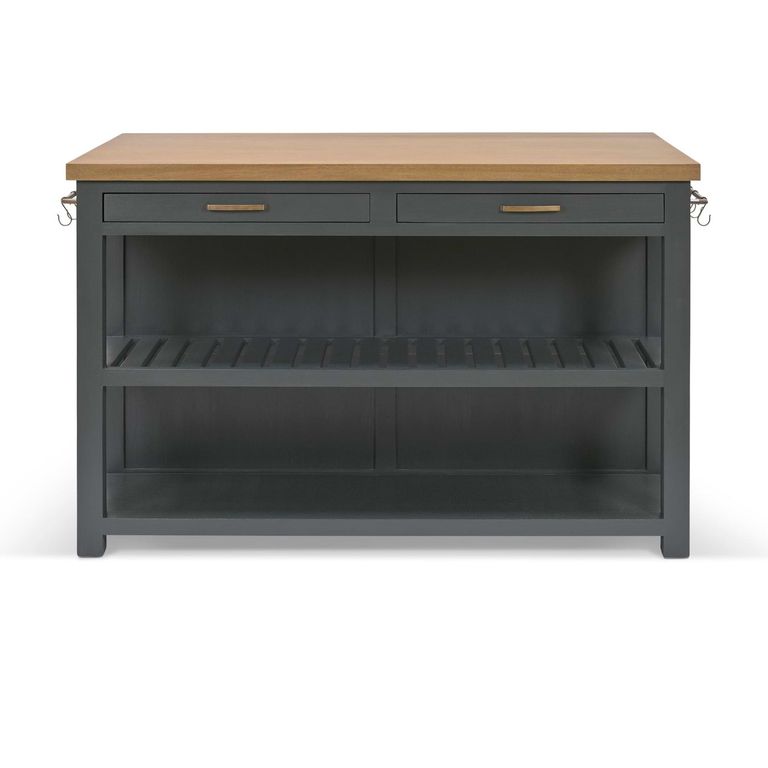 Walcote Kitchen Island Forest Green Wood