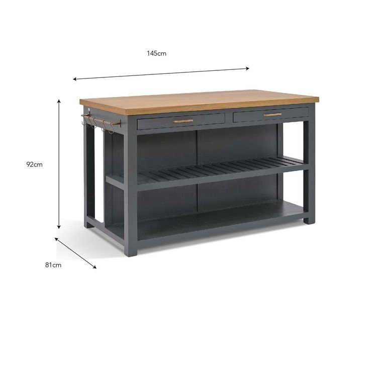 Walcote Kitchen Island Forest Green Wood