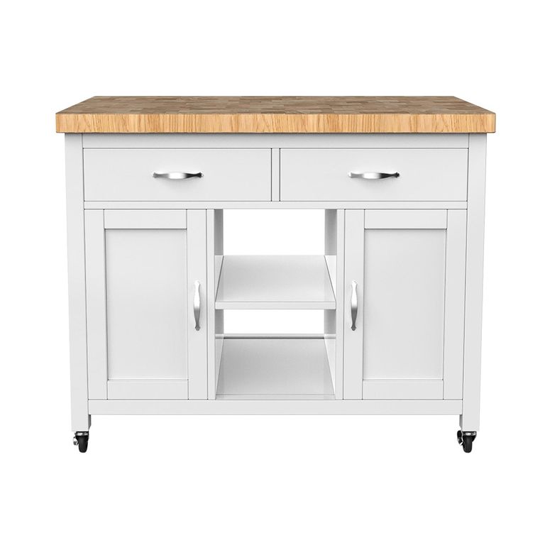 White Kitchen Island - Butchers Block