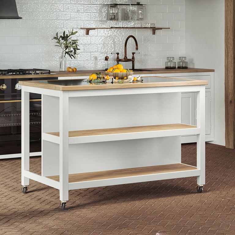 White Open Kitchen Island - Breakfast Bar