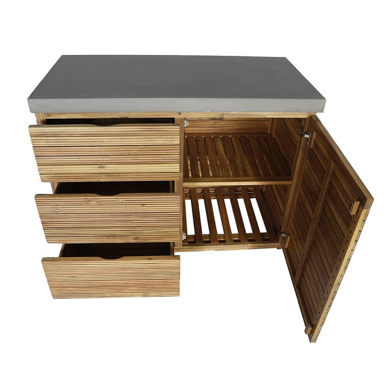 New Bali Outdoor Kitchen Storage Unit - Double - Concrete Top