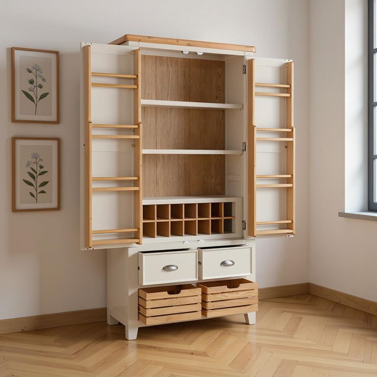 Janelle Larder Unit - 2 Door - Oak and Grey