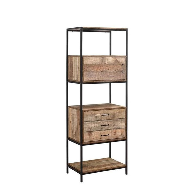 Urban Industrial Style Shelving Unit - with Storage - Rustic Wood