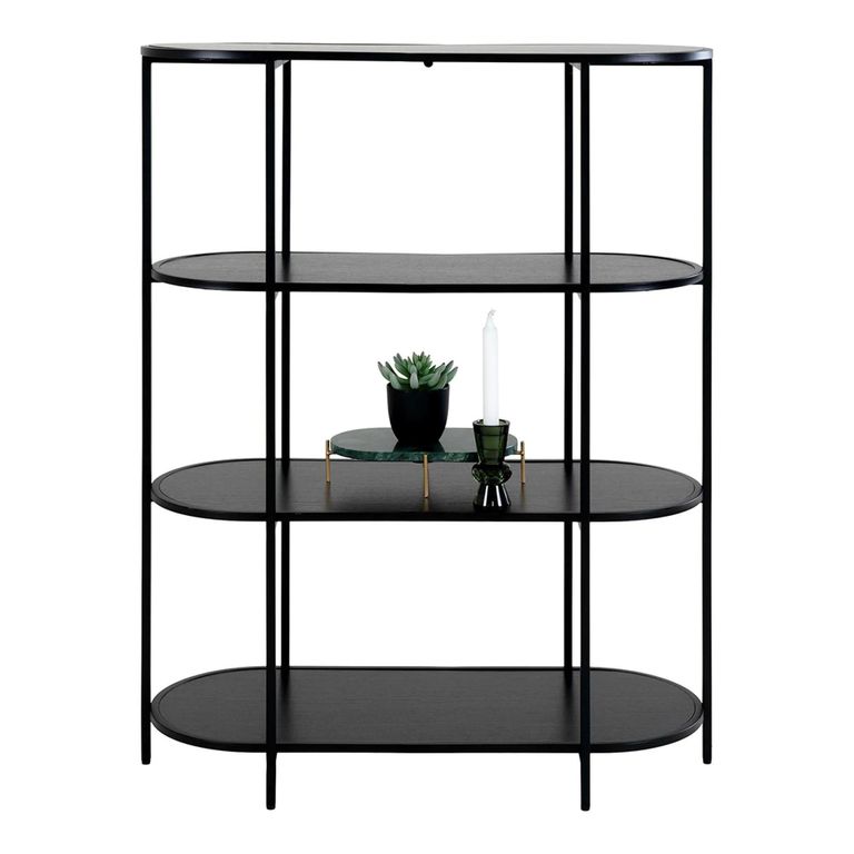 Vita Curved Open Shelving Unit - Black Melamine
