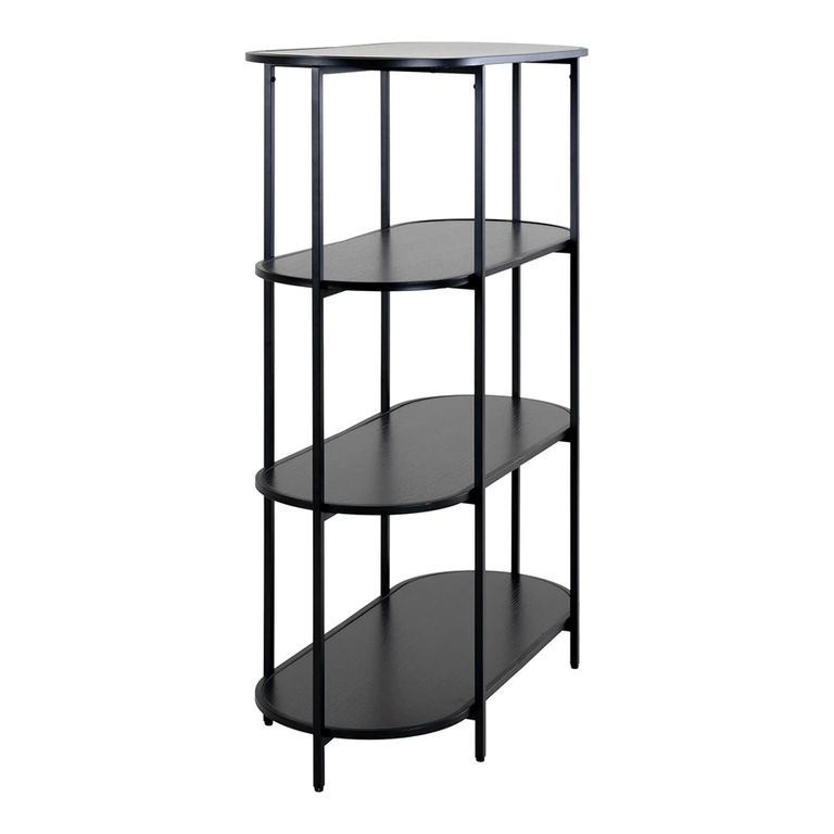 Vita Curved Open Shelving Unit - Black Melamine