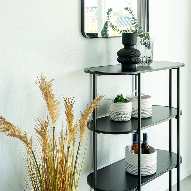 Vita Curved Open Shelving Unit - Black Melamine
