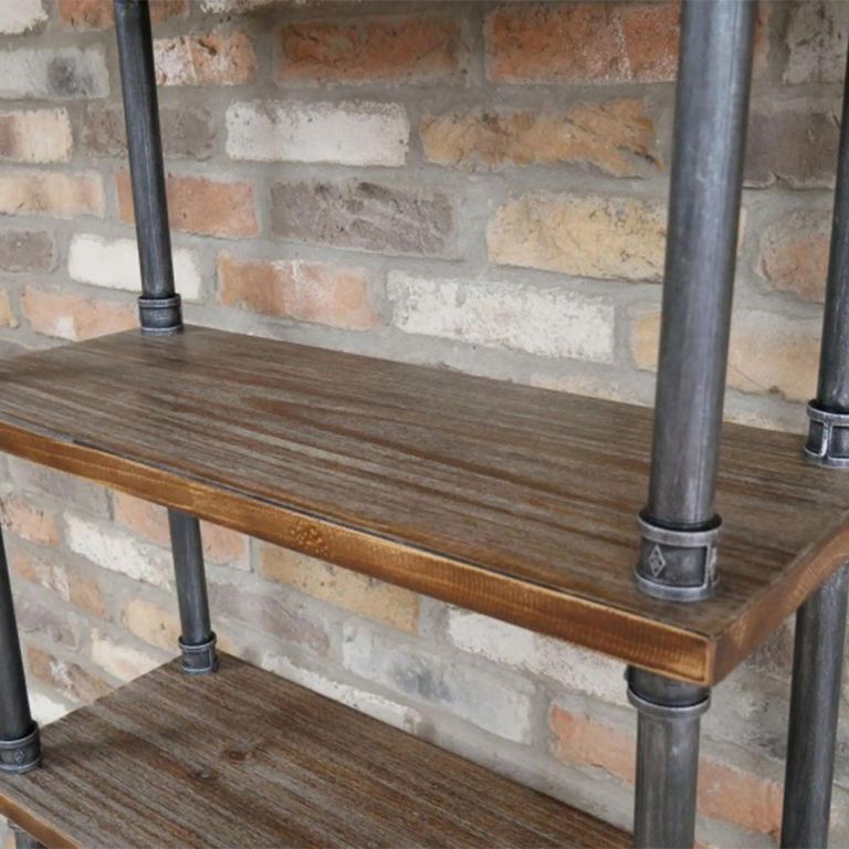 Shelves - Black Metal Pipe - 5 Wooden Shelves