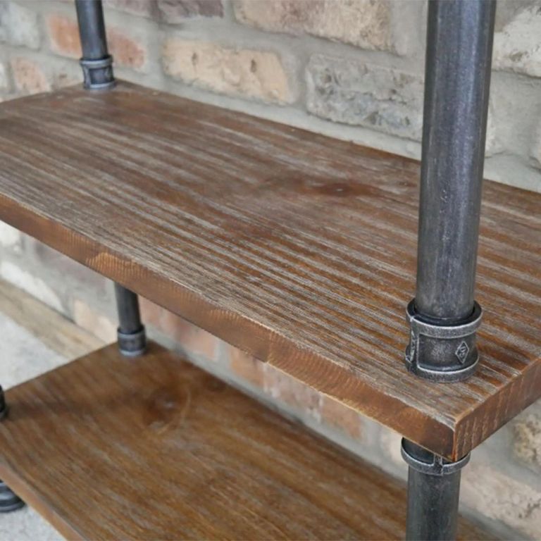 Shelves - Black Metal Pipe - 5 Wooden Shelves