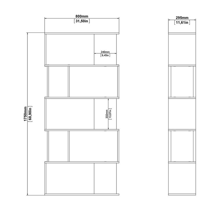 Maze Bookcase - Open - Oak and White