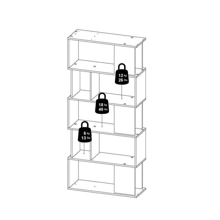 Maze Bookcase - Open - Oak and White
