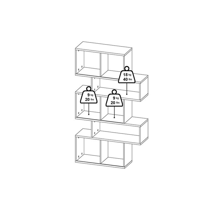 Maze Bookcase - Asymmetrical Design - 3 Sliding Door - Oak and Concrete