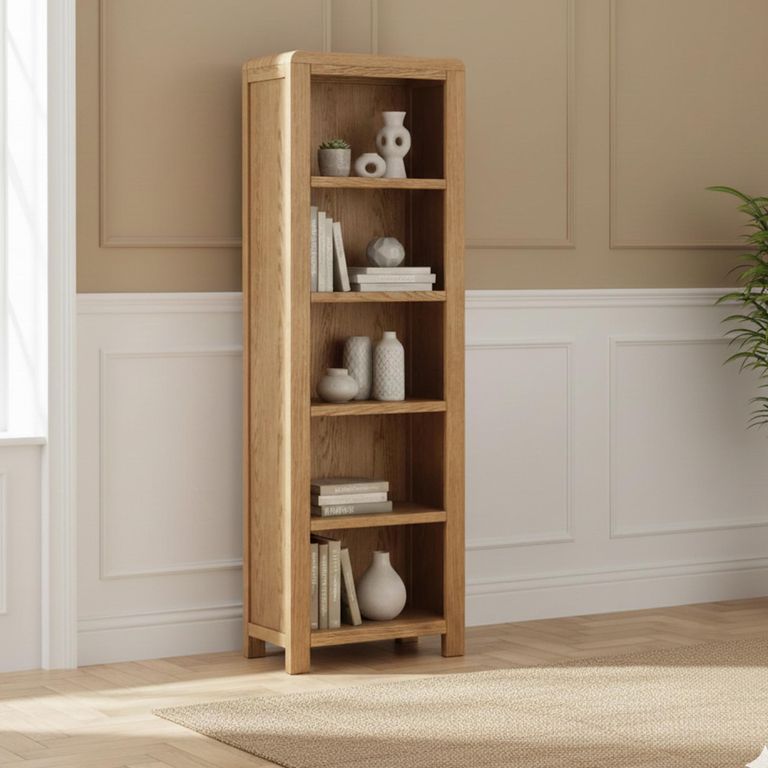 Thurlestone Curved Tall Bookcase - Oak