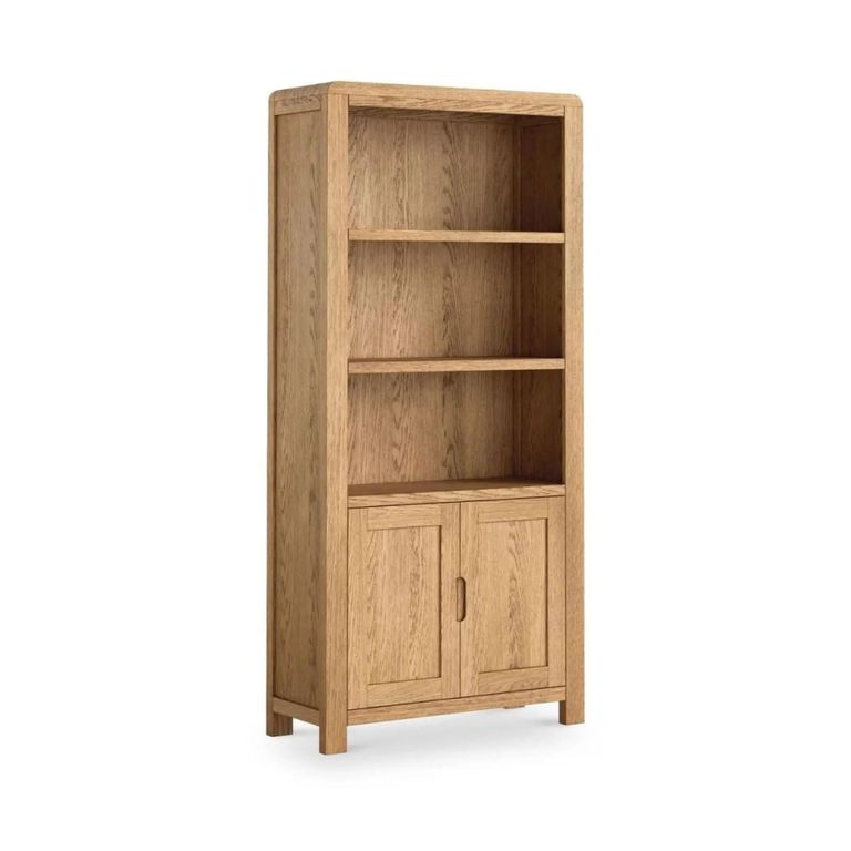 Thurlestone Curved Large Bookcase - with Cupboard - Oak