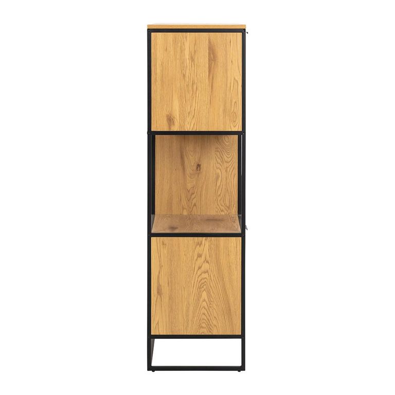 Swindon Storage Bookcase - Oak and Black Metal