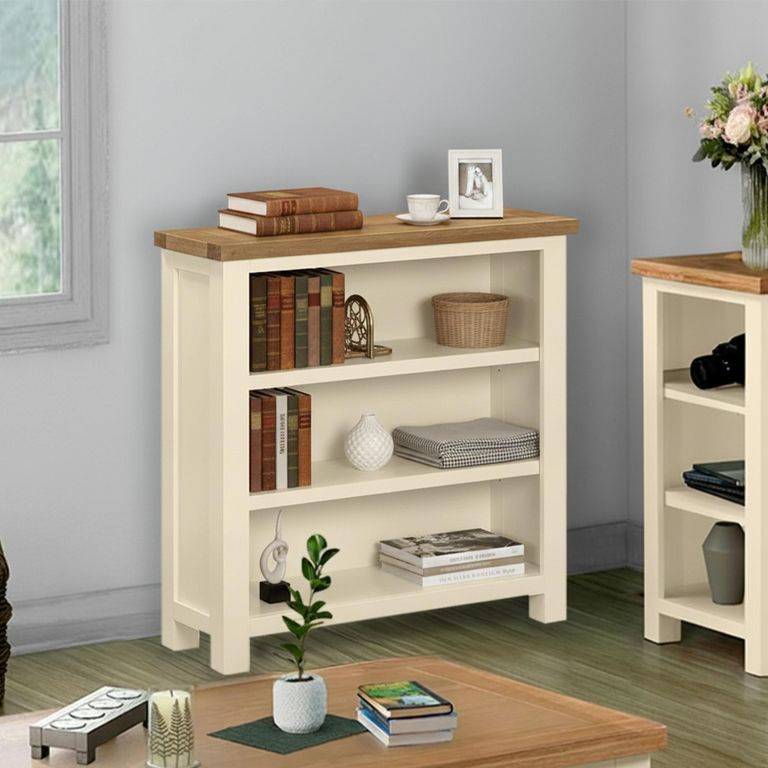 Lundy Bookcase - Low - Ivory Painted