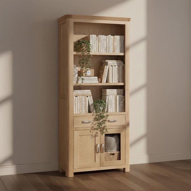 Treviso Tall Bookcase - with Cupboard - Oak