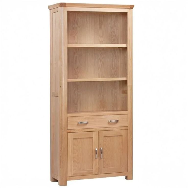 Treviso Tall Bookcase - with Cupboard - Oak