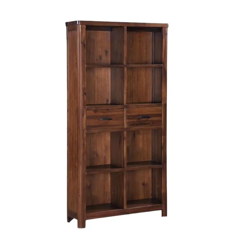 Andorra Tall Bookcase - 2 Drawer - Dark Acacia