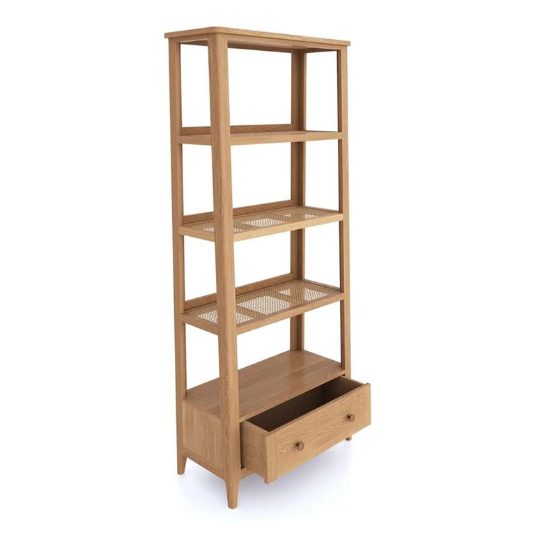 Henley Oak and Rattan Tall Bookcase