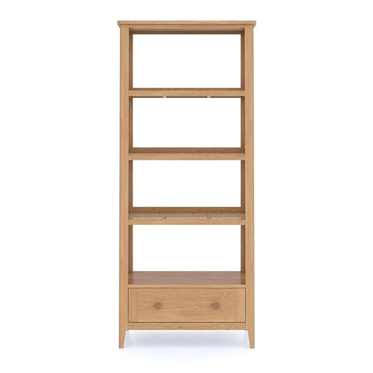 Henley Oak and Rattan Tall Bookcase