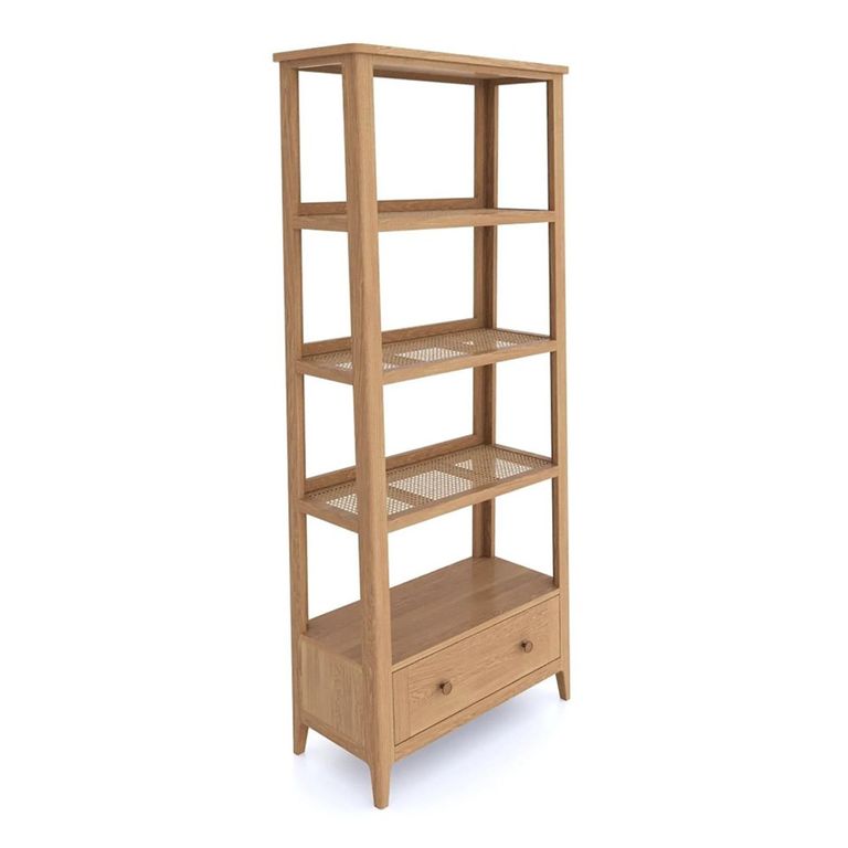 Henley Oak and Rattan Tall Bookcase