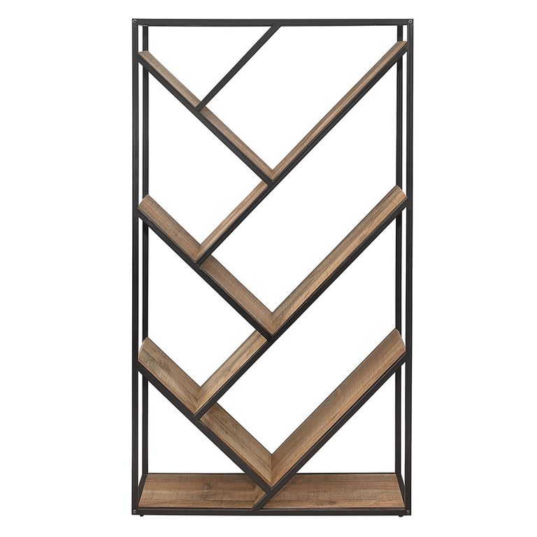 Urban Diagonal Bookcase - Industrial Style - Rustic Wood