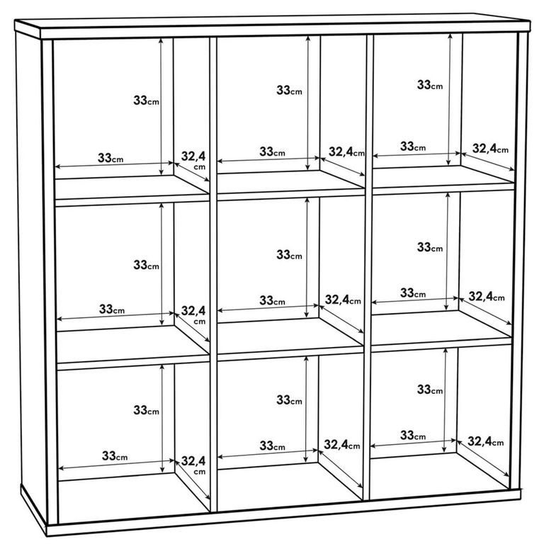 Mauro Shelving Unit - 9 Open - Sand Oak