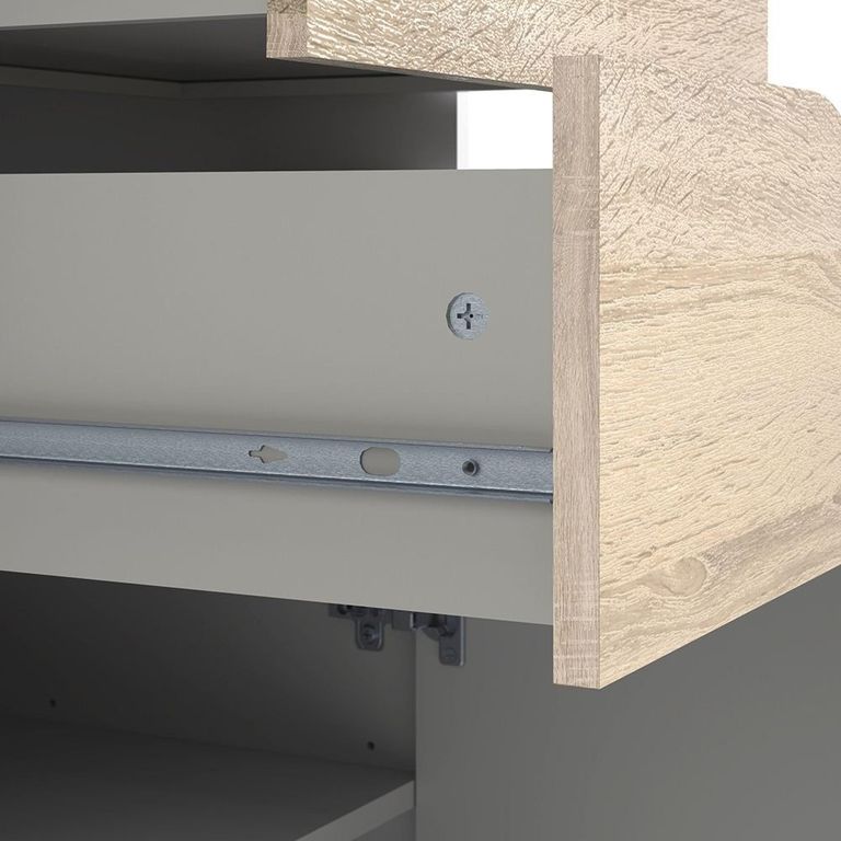 Oslo Bookcase - 1 Door - 2 Drawer - Narrow - White and Oak