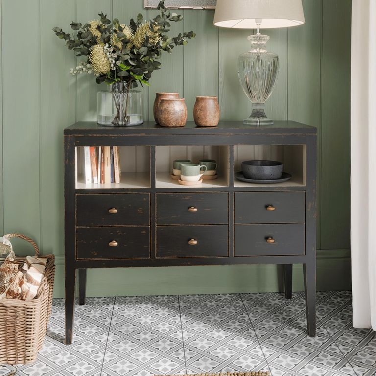 Barwick Bookcase - 6 Drawer - Low - Charcoal