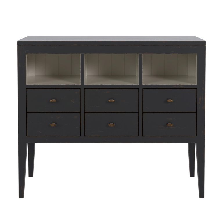 Barwick Bookcase - 6 Drawer - Low - Charcoal