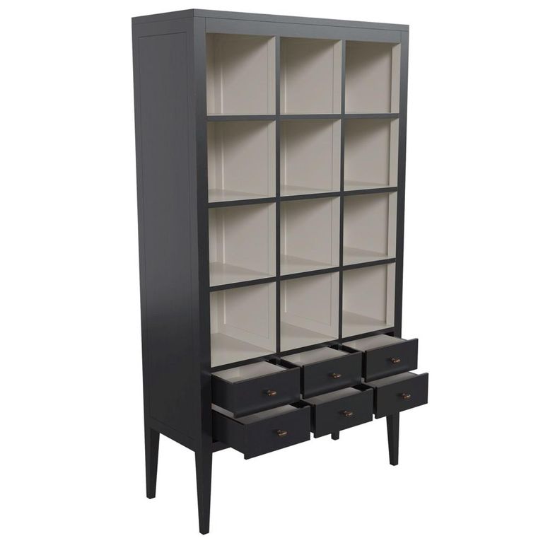 Barwick Bookcase - 6 Drawer - Triple - Charcoal