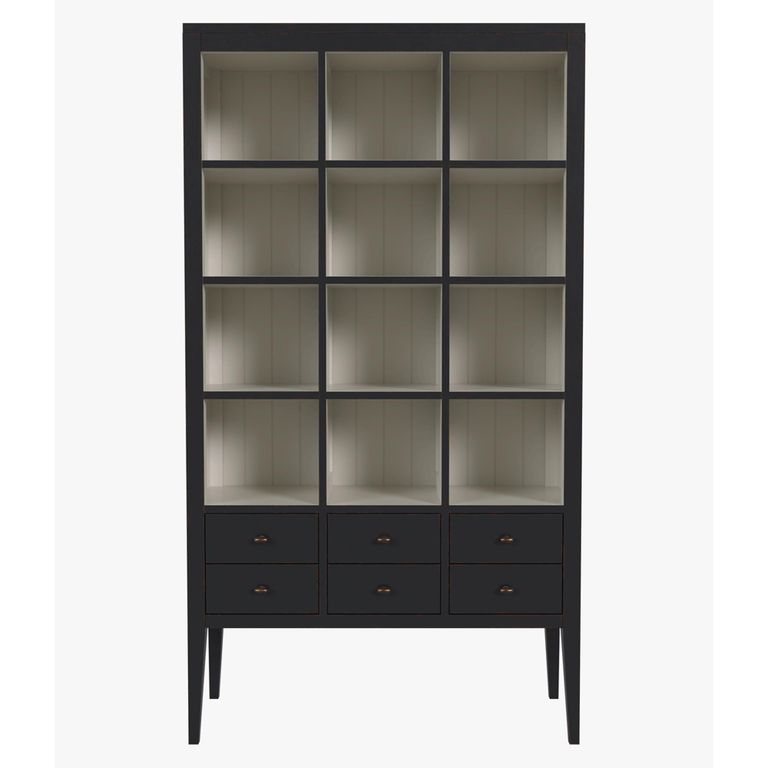 Barwick Bookcase - 6 Drawer - Triple - Charcoal