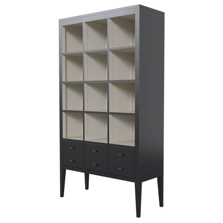 Barwick Bookcase - 6 Drawer - Triple - Charcoal