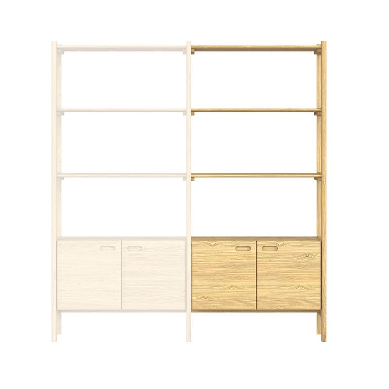 Hazlemere Single Bookcase Extension - 2 Door - Matt Lacquered