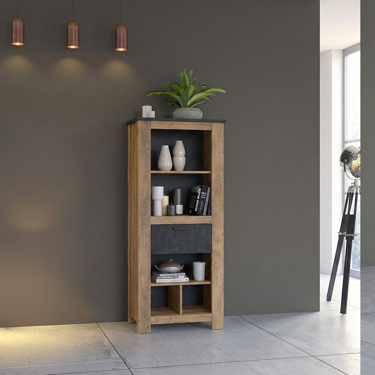 Rapallo Bookcase - 1 Drawer - Oak
