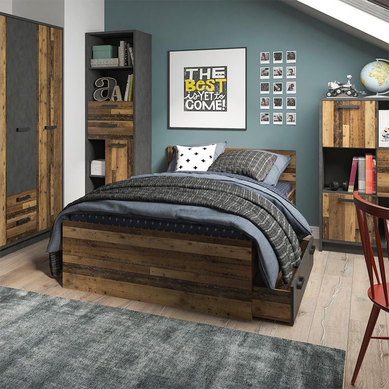 Brooklyn Bookcase - 1 Door - 2 Drawer - Narrow - Rustic