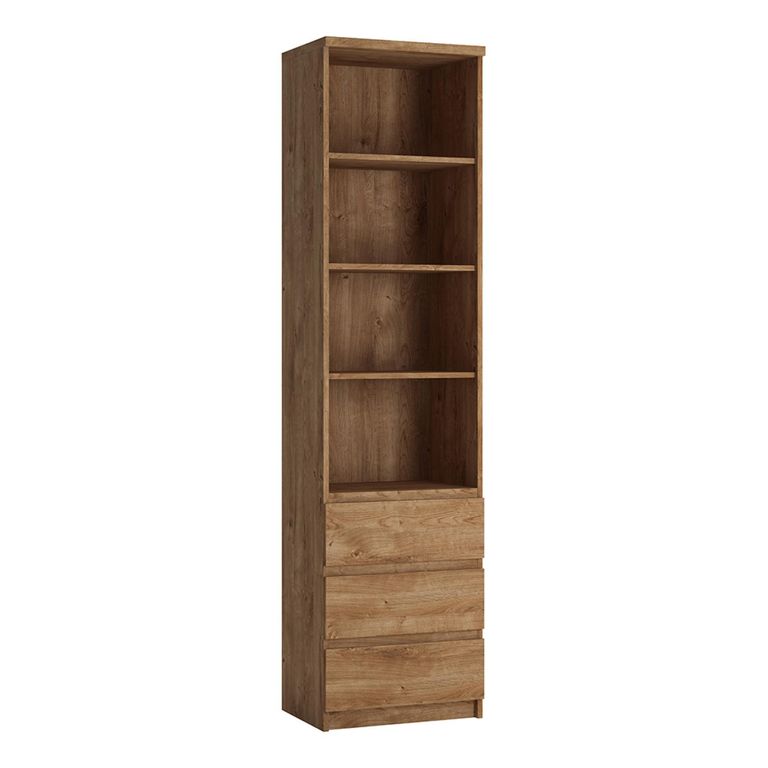 Fribo Bookcase - 3 Drawer - Narrow - Oak
