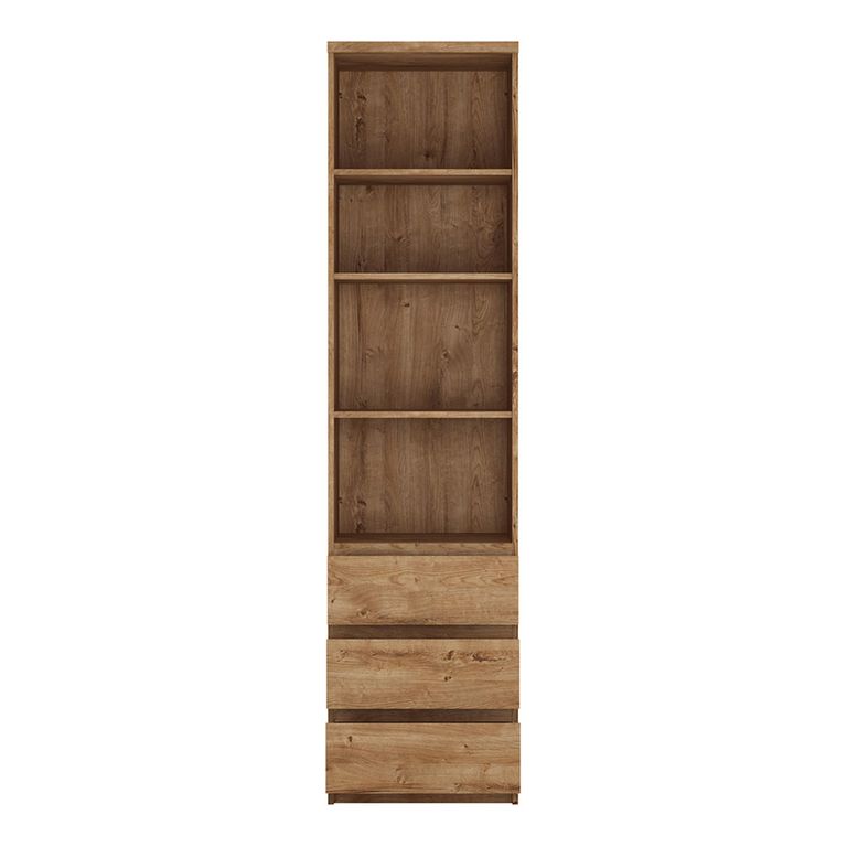 Fribo Bookcase - 3 Drawer - Narrow - Oak