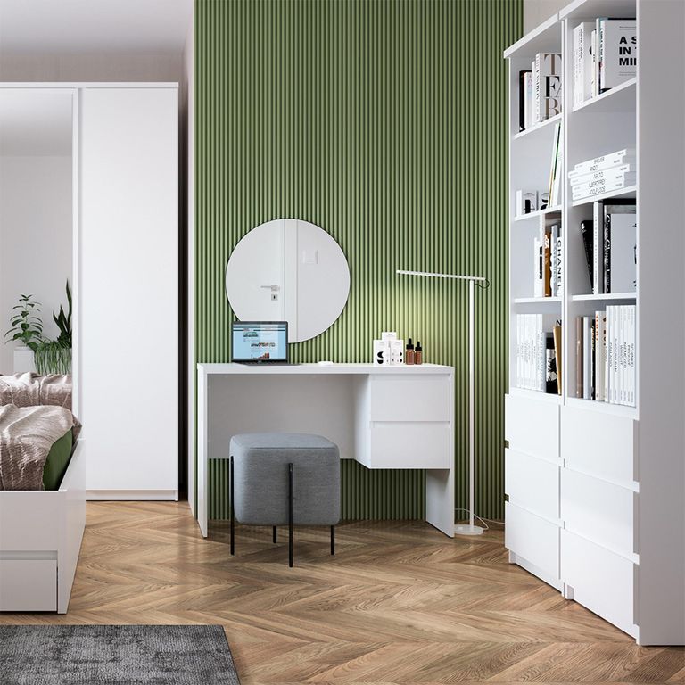 Fribo Bookcase - 3 Drawer - Narrow - White