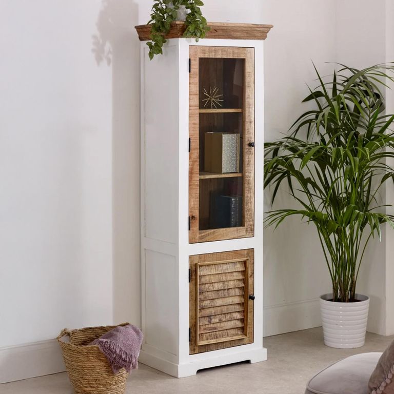 Alfie Display Cabinet - 1 Door - White - Mango Wood