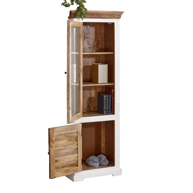 Alfie Display Cabinet - 1 Door - White - Mango Wood