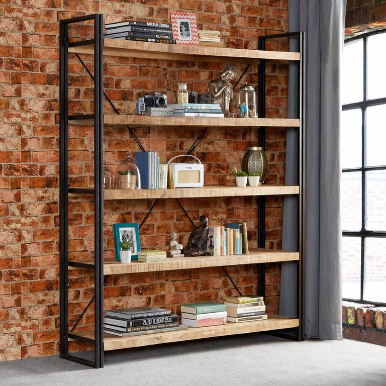 Cosmo Shelving Unit - Wide - Industrial Style - Wooden and Metal